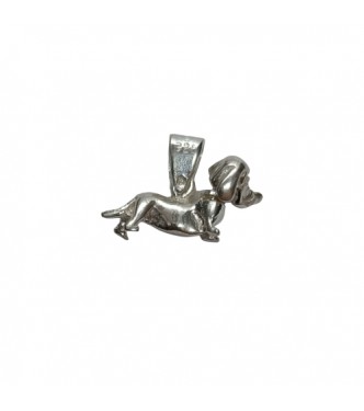 PE001618 Handmade Sterling Silver Pendant Charm Dog Dachshund Hallmarked 925 Nickel Free